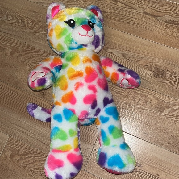 18” build a bear hearts Rainbow color CAT long tail plush stuffed animal B.A.B - Picture 2 of 3